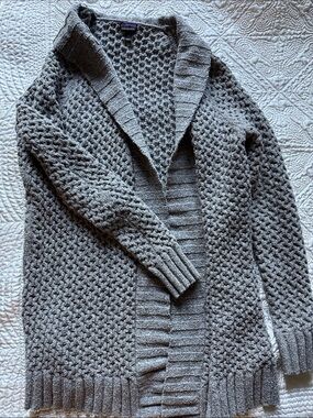 Patagonia Heather Gray Chunky Open-Front Knit Cardigan